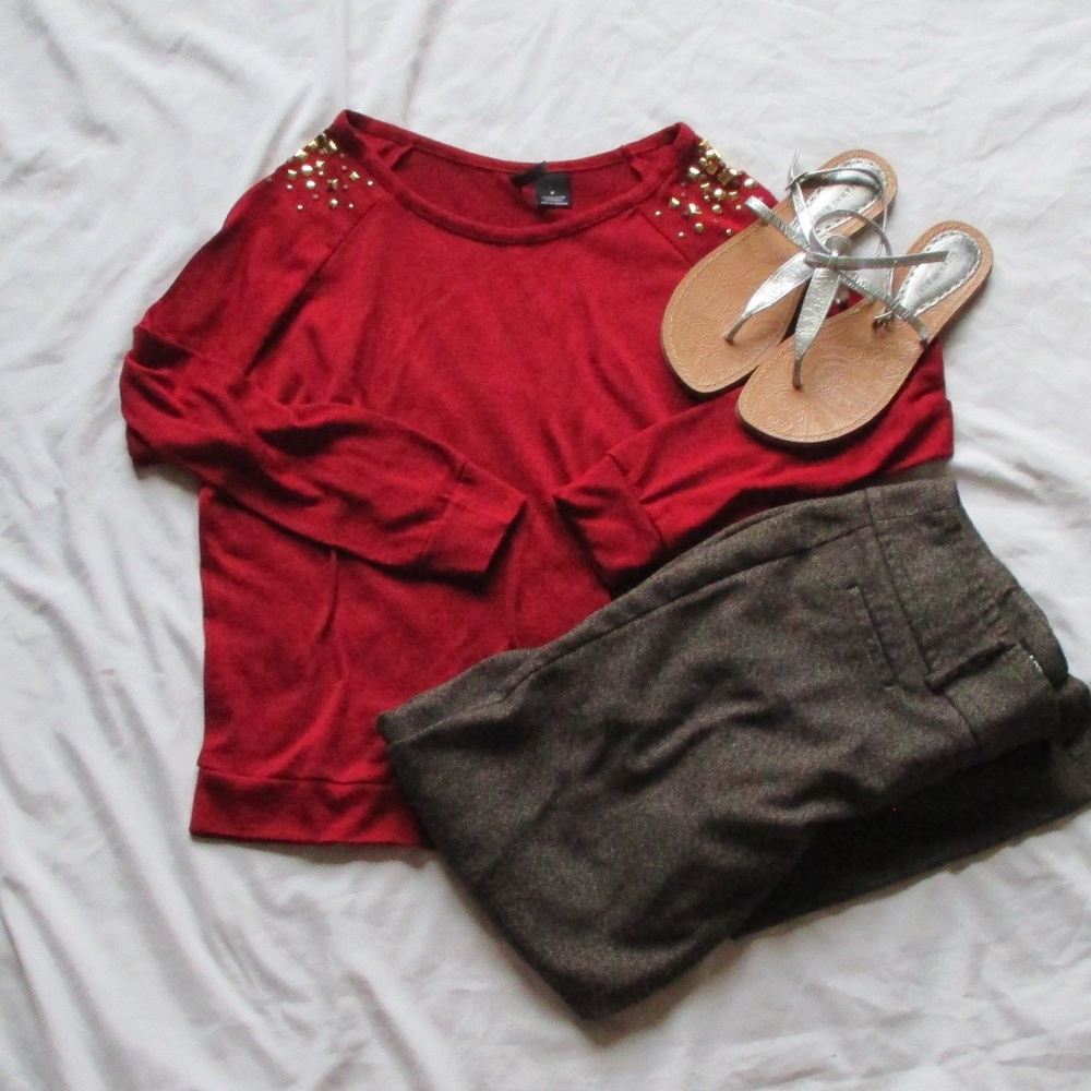 new directions Red Shirt with Gold Detail